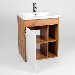 Viant Мебель для ванной Бостон 60 подвесная белая/дуб вотан – фотография-5